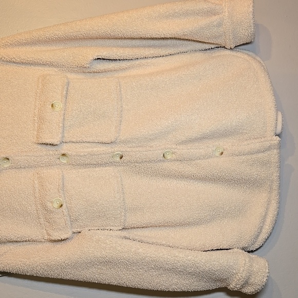 Abercrombie & Fitch Sherpa Teddy Cream Button Pocket Shacket Jacket New Out Tag - Picture 7 of 16
